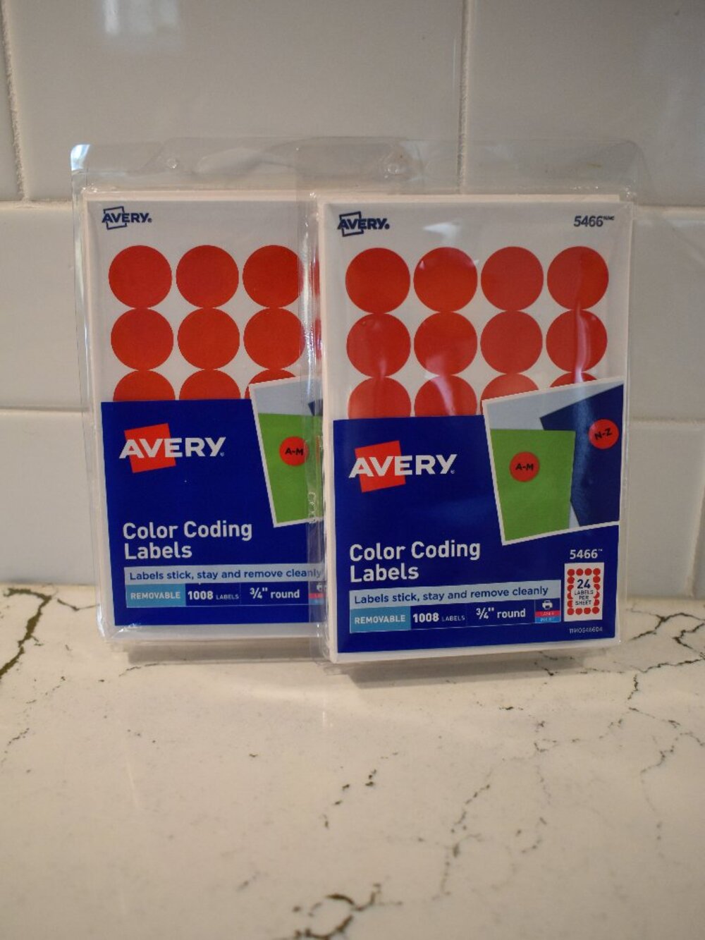 Avery Red Color Coding Labels 3/4" Round 2016 Labels 2 Packs Unused